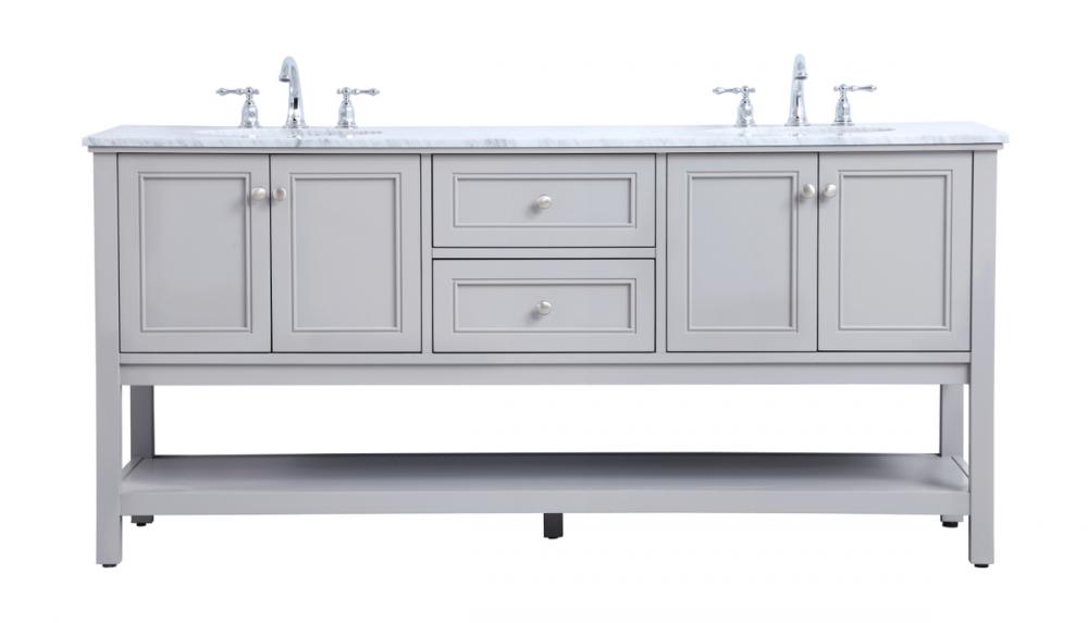 72 In. Double Sink Bathroom Vanity Set in Grey