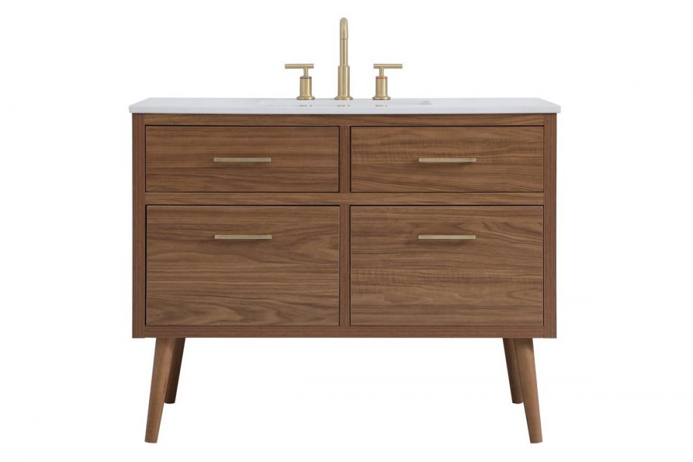 42 Inch Bathroom Vanity in Walnut Brown