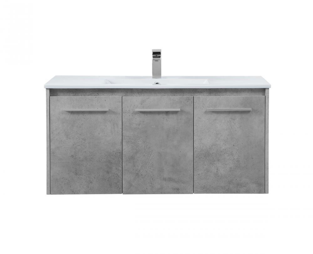 40 Inch Single Bathroom Floating Vanity in Concrete Grey