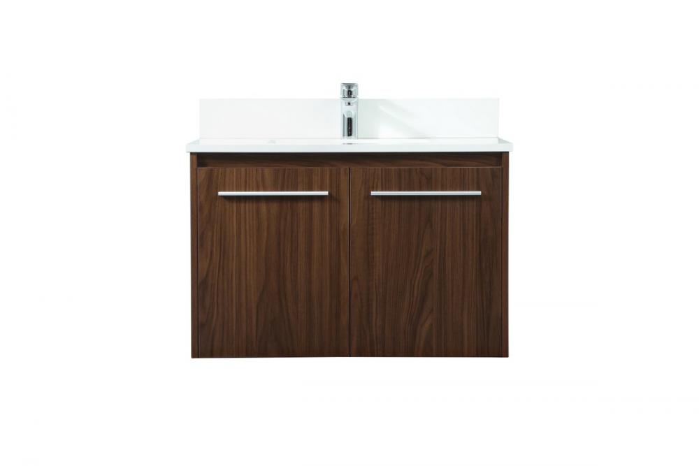 30 Inch Single Bathroom Vanity in Walnut with Backsplash