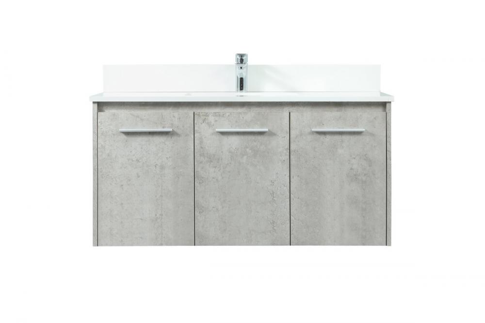 40 Inch Single Bathroom Vanity in Concrete Grey with Backsplash