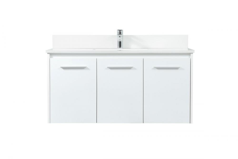 40 Inch Single Bathroom Vanity in White with Backsplash