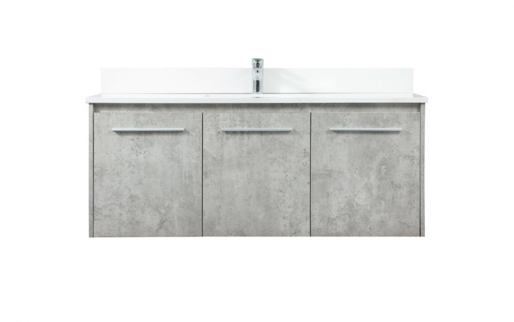 48 inch Single bathroom vanity in concrete grey with backsplash