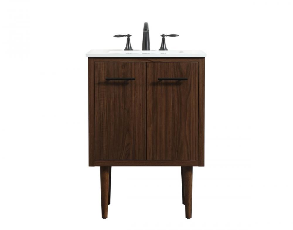 24 inch Single bathroom vanity in walnut