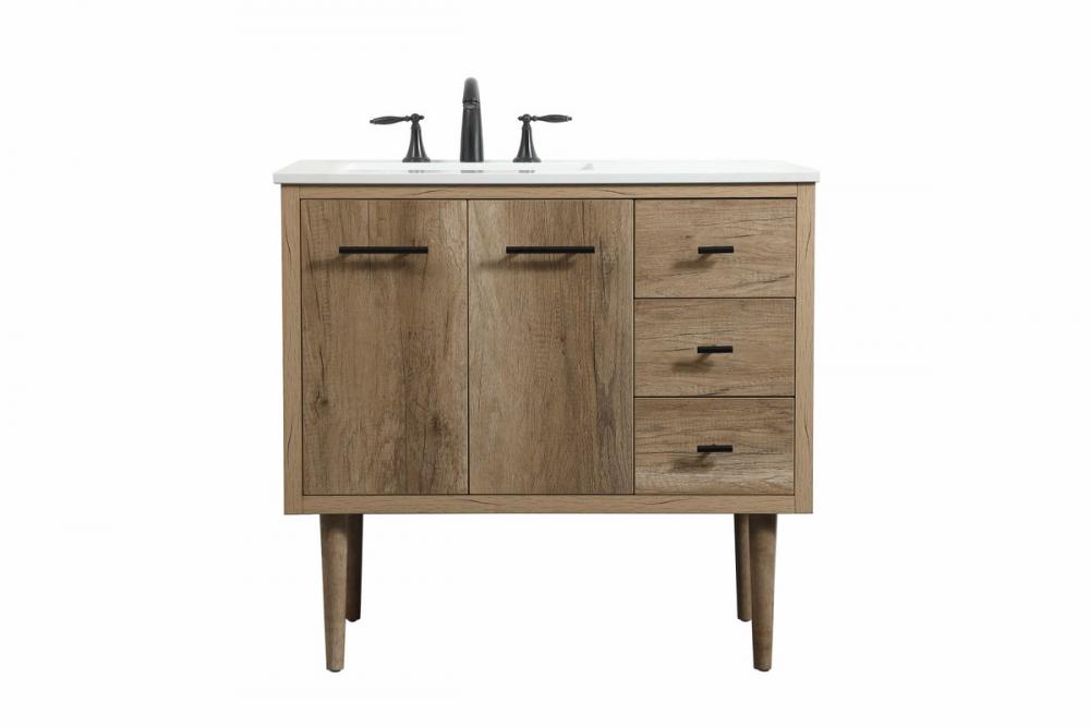 36 inch Single bathroom vanity in natural oak