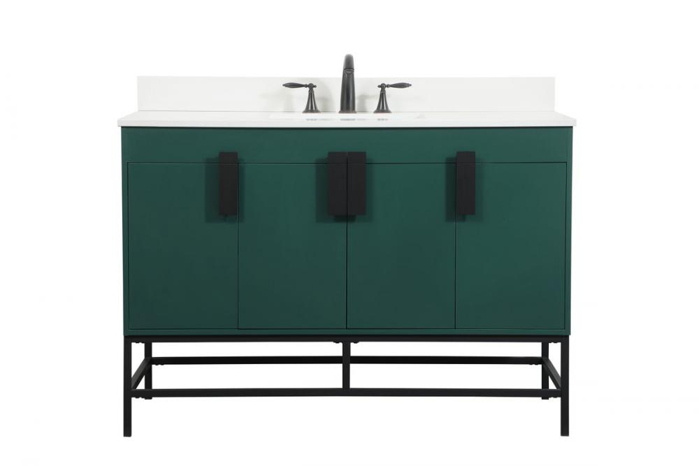 48 inch Single bathroom vanity in green with backsplash