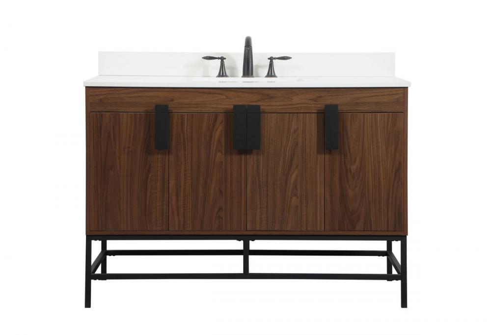 48 inch Single bathroom vanity in walnut with backsplash