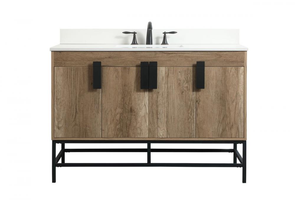 48 inch Single bathroom vanity in natural oak with backsplash