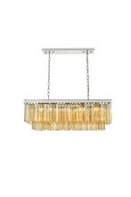 Elegant 1202D40PN-GT/RC - Sydney 12 Light Polished Nickel Chandelier Golden Teak (Smoky) Royal Cut Crystal