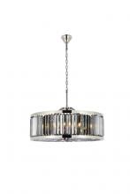 Elegant 1233D35PN-SS/RC - Chelsea 10 Light Polished Nickel Chandelier Silver Shade (Grey) Royal Cut Crystal