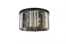 Elegant 1238F26MB-SS/RC - Sydney 8 Light Matte Black Flush Mount Silver Shade (Grey) Royal Cut Crystal