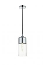 Elegant LD2240C - Ashwell 1 Light Chrome Pendant with Clear Glass