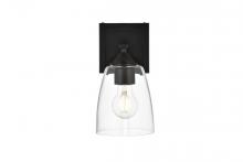 Elegant LD7309W5BLK - Harris 1 Light Black and Clear Bath Sconce