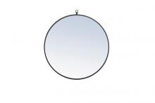 Elegant MR4054BK - Metal Frame Round Mirror with Decorative Hook 28 Inch Black Finish