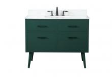 Elegant VF41042MGN-BS - 42 Inch Bathroom Vanity in Green with Backsplash