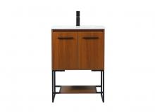 Elegant VF42524MTK - 24 Inch Single Bathroom Vanity in Teak