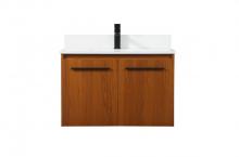 Elegant VF44530MTK-BS - 30 Inch Single Bathroom Vanity in Teak with Backsplash