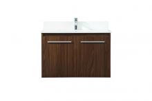 Elegant VF44530MWT-BS - 30 Inch Single Bathroom Vanity in Walnut with Backsplash