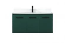 Elegant VF44540MGN-BS - 40 Inch Single Bathroom Vanity in Green with Backsplash