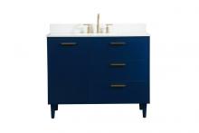 Elegant VF47042MBL-BS - 42 Inch Bathroom Vanity in Blue with Backsplash