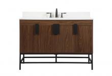 Elegant VF48848MWT-BS - 48 inch Single bathroom vanity in walnut with backsplash