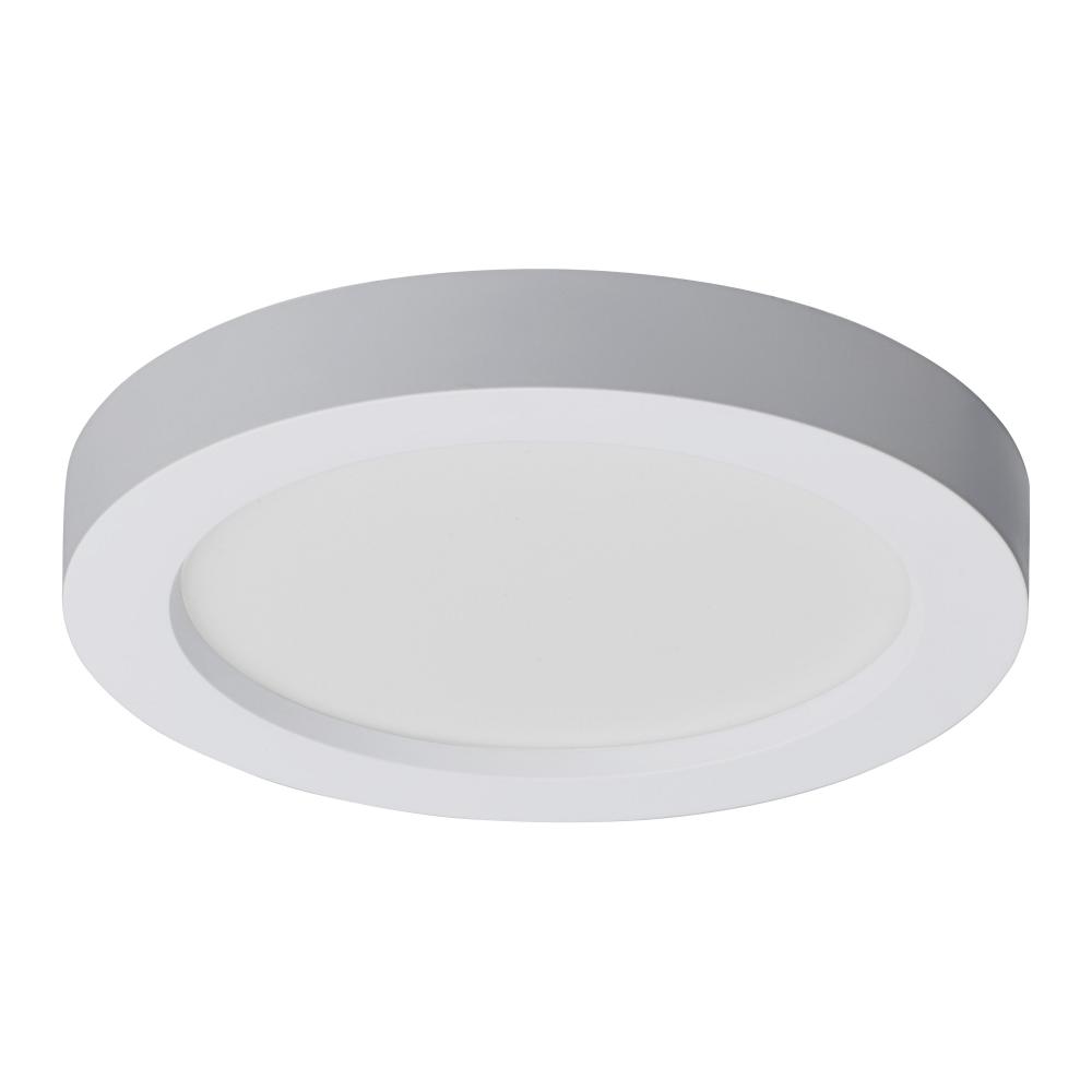 5 Inch; LED Flush Mount Fixture; Surface Mount; Round; 11 Watt; 3000K; White Finish; 12pk