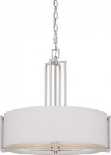 Nuvo 60/4756 - Gemini - 4 Light Pendant with Slate Gray Fabric Shade - Brushed Nickel Finish